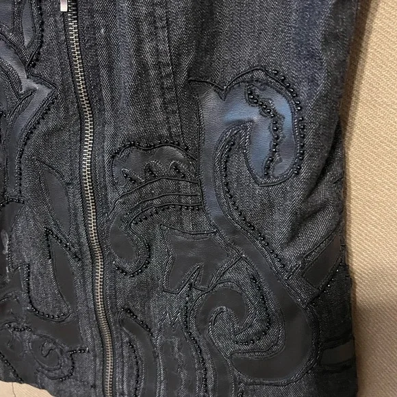 1 Chicos Black Moto Biker Chic Assymetrical Zip Vest NWOT - Picture 4 of 11